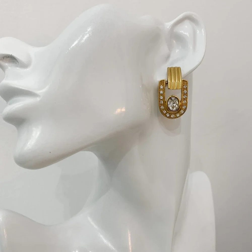 VTG Gold U Shape Door Knocker Earrings